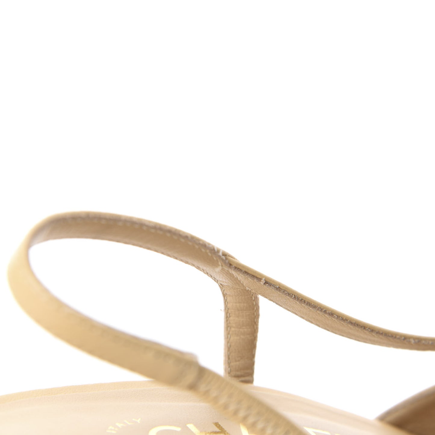 Goatskin Grosgrain Cap Toe CC Slingback Sandals 38.5 Beige Black