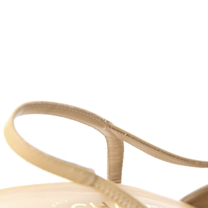 Chanel Goatskin Grosgrain Cap Toe CC Slingback Sandals 38.5 Beige Black 10 of 15