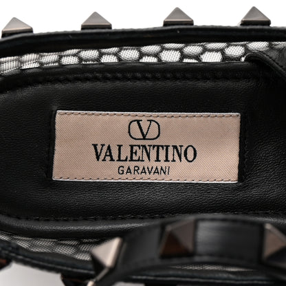 Valentino Garavani Mesh Calfskin Rockstud Multi Strap Ballerina Flats 35.5 Black 8 of 10