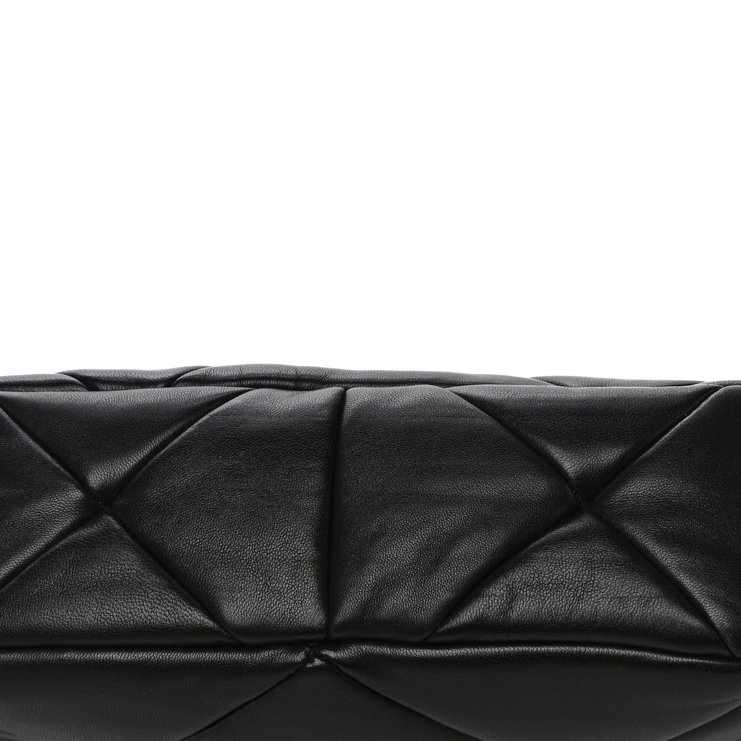 Nappa Re-Nylon Triangle Quilted Patchwork System Flap Shoulder Bag Black