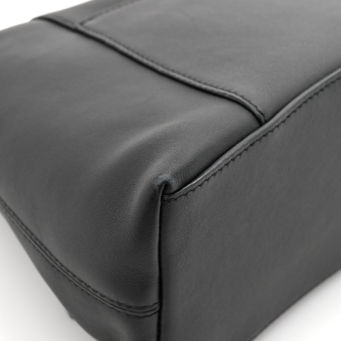 Semi Shiny Smooth Calfskin Monochrome Small Downtown Shoulder Bag Black
