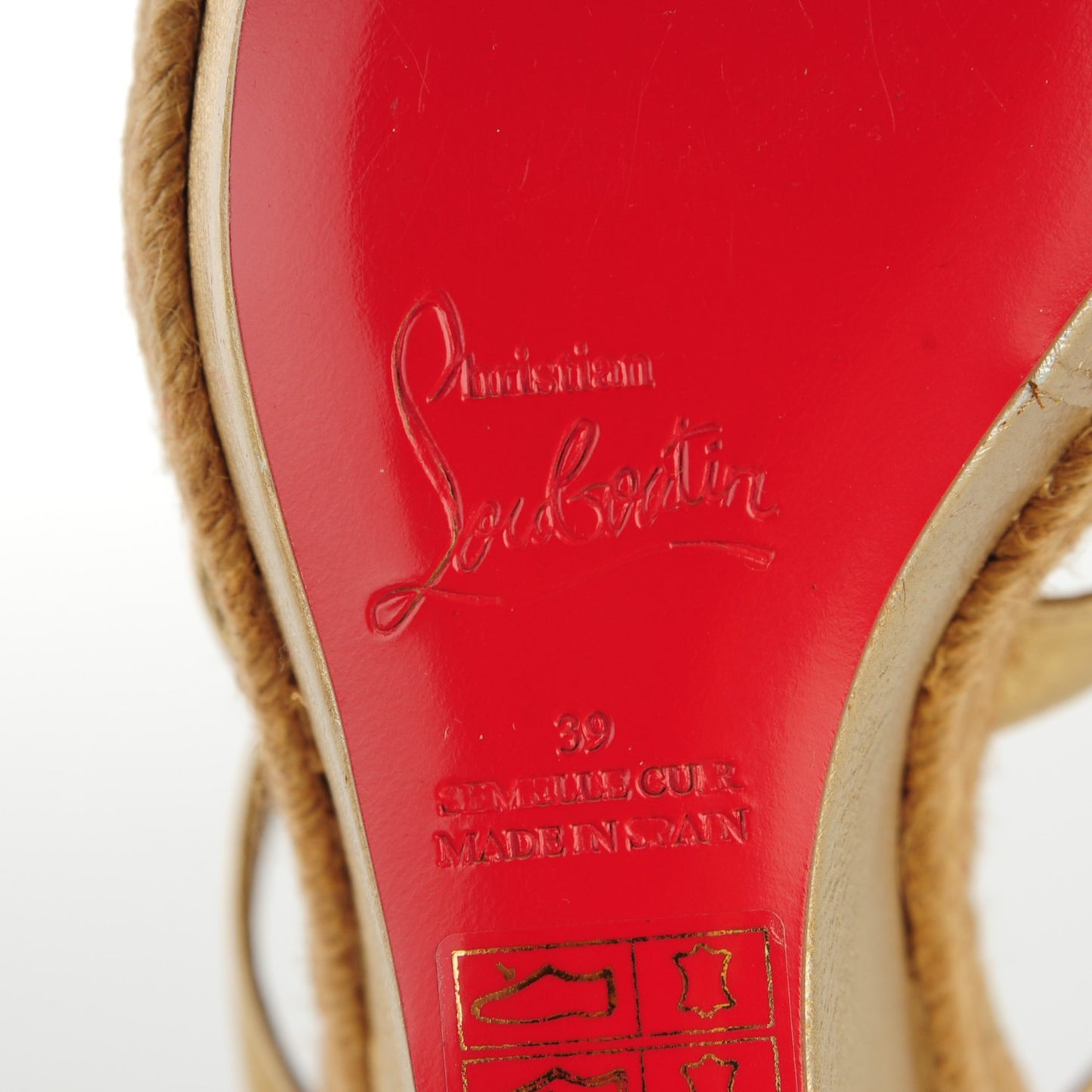 Laminated Calf Platform Espadrille Slides 39 Mekong