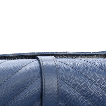 Saint Laurent Grain De Poudre Textured Mixed Matelasse Triquilt Medium Monogram Satchel Denim 19 of 20