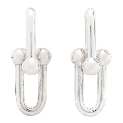 Tiffany Sterling Silver Large HardWear Link Earrings 1 of 4