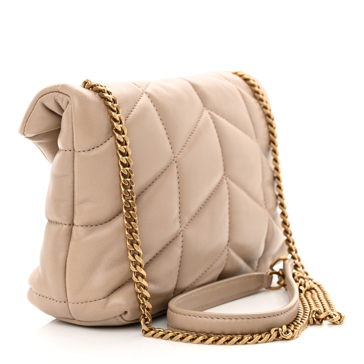 Saint Laurent Lambskin Quilted Toy Loulou Puffer Monogram Chain Satchel Nude Powder 3 of 11