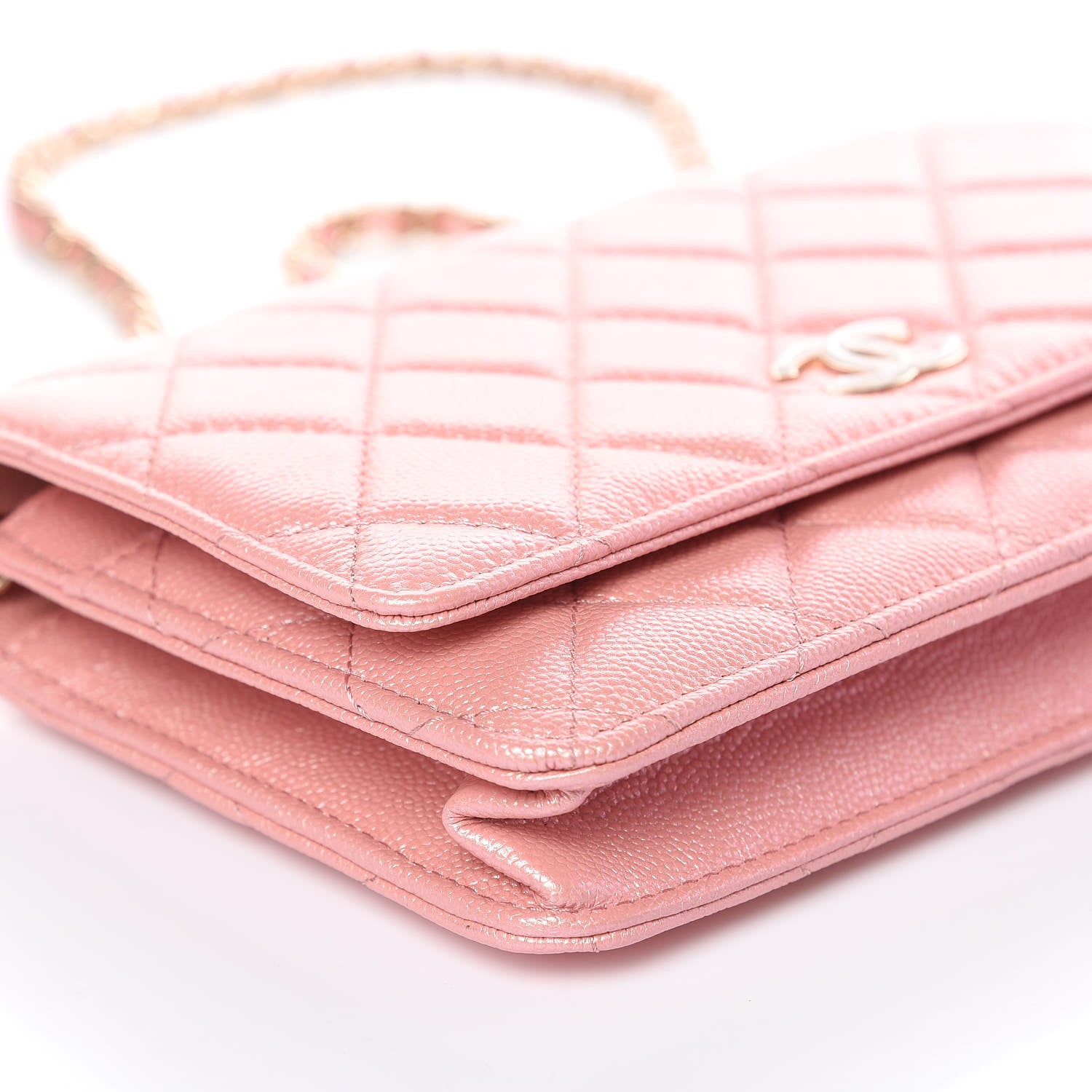 Chanel Iridescent Caviar Quilted Wallet on Chain WOC Pink 10 of 12