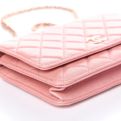 Chanel Iridescent Caviar Quilted Wallet on Chain WOC Pink 10 of 12