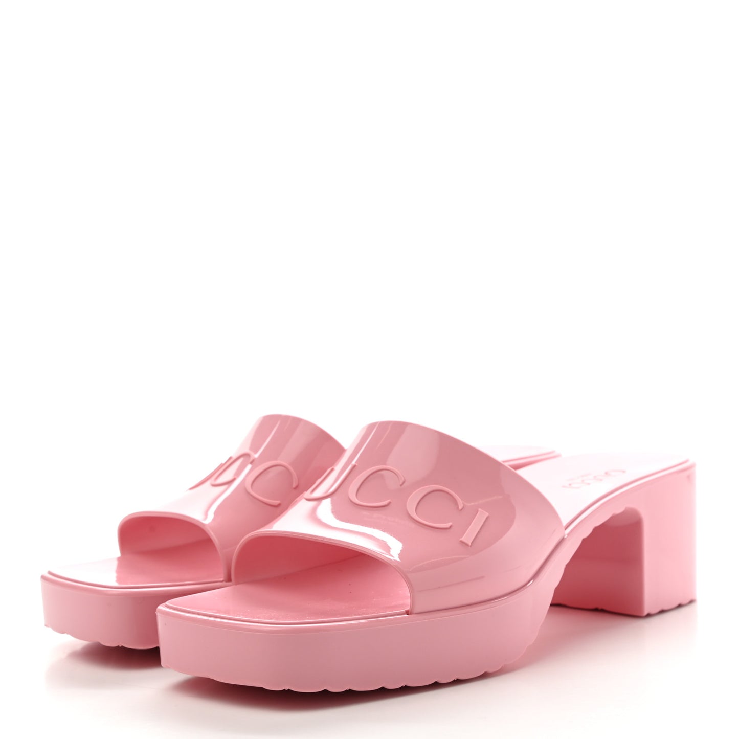 Rubber Gucci Logo Womens Platform 20/60mm Slide Sandals 40 Wild Rose