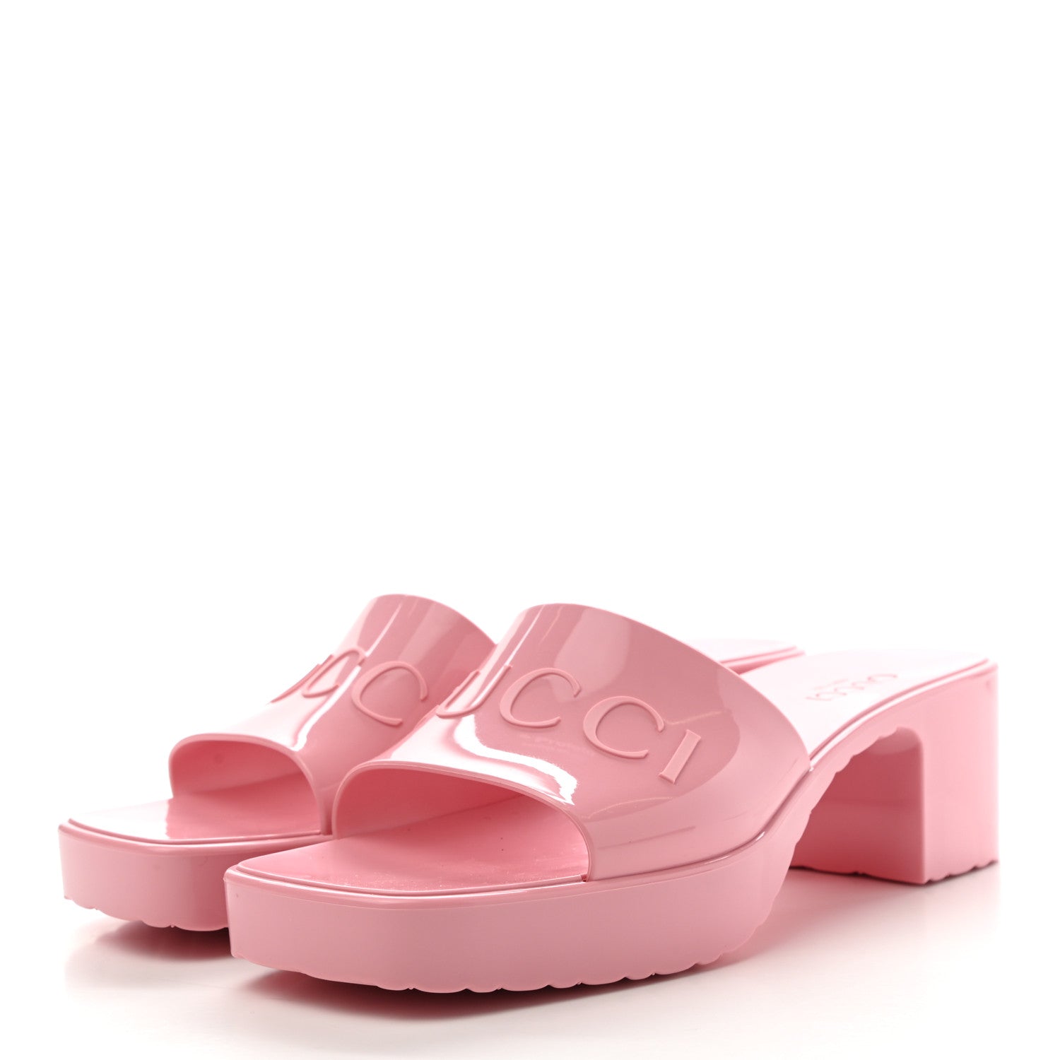 Gucci Rubber Gucci Logo Womens Platform 20/60mm Slide Sandals 40 Wild Rose 3 of 8
