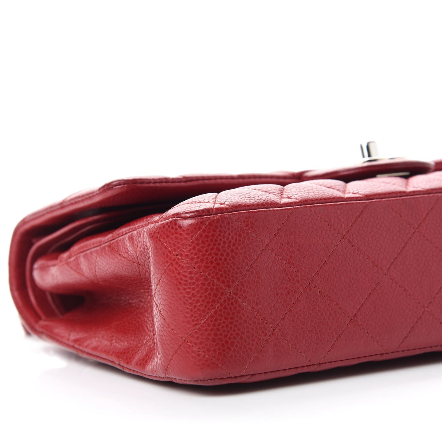 Caviar Quilted Medium Double Flap Red