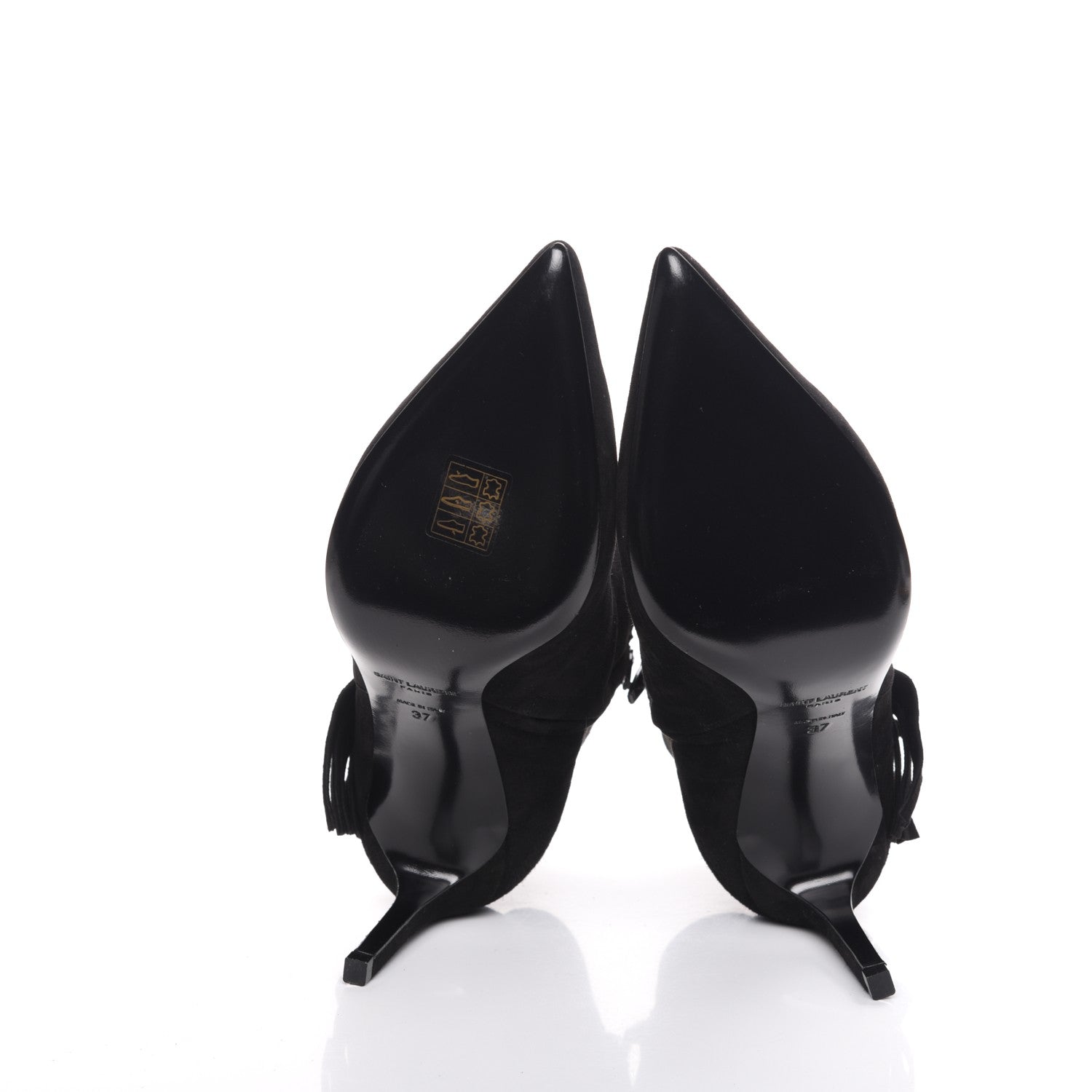 Saint Laurent Suede Fringe Paris Ankle Boots 37 Black 5 of 9