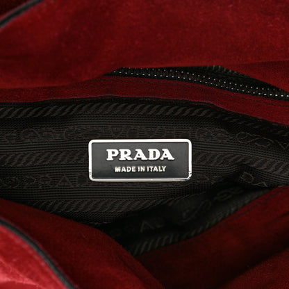 Prada Suede Camoscio Pushlock Easy Satchel Cerise 6 of 11