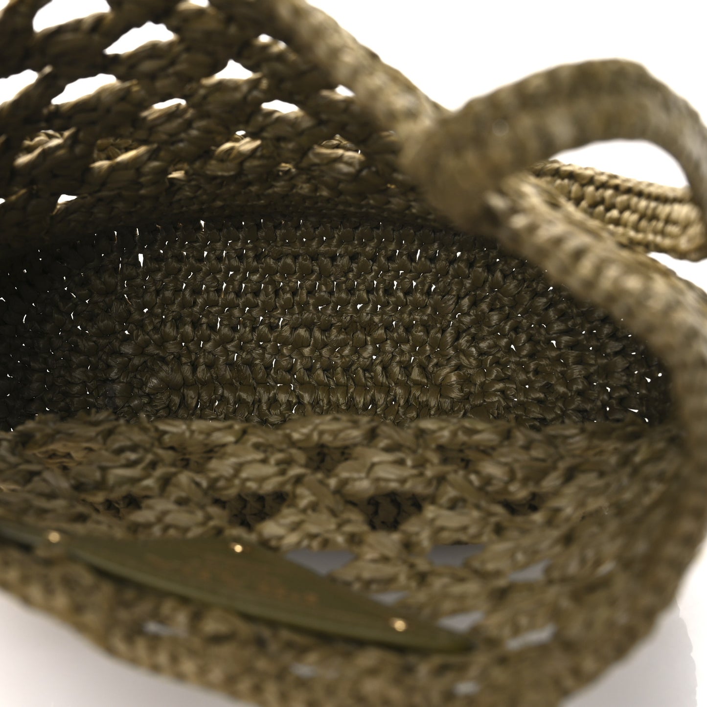 Yarn Raffia Effect Crochet Embroidered Mini Logo Tote Oliva