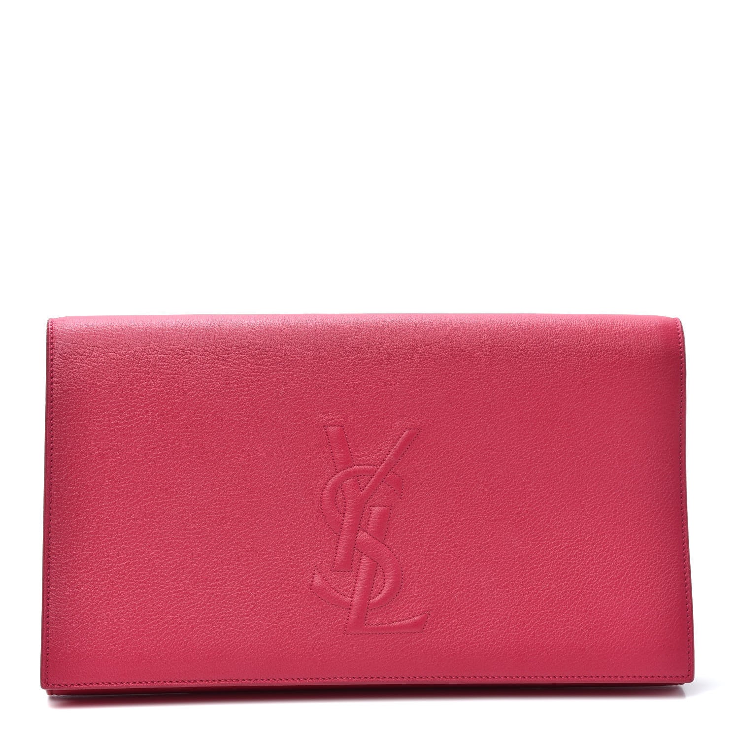 Saint Laurent Calfskin Monogram Large Belle De Jour Clutch Lipstick Fuchsia 1 of 6