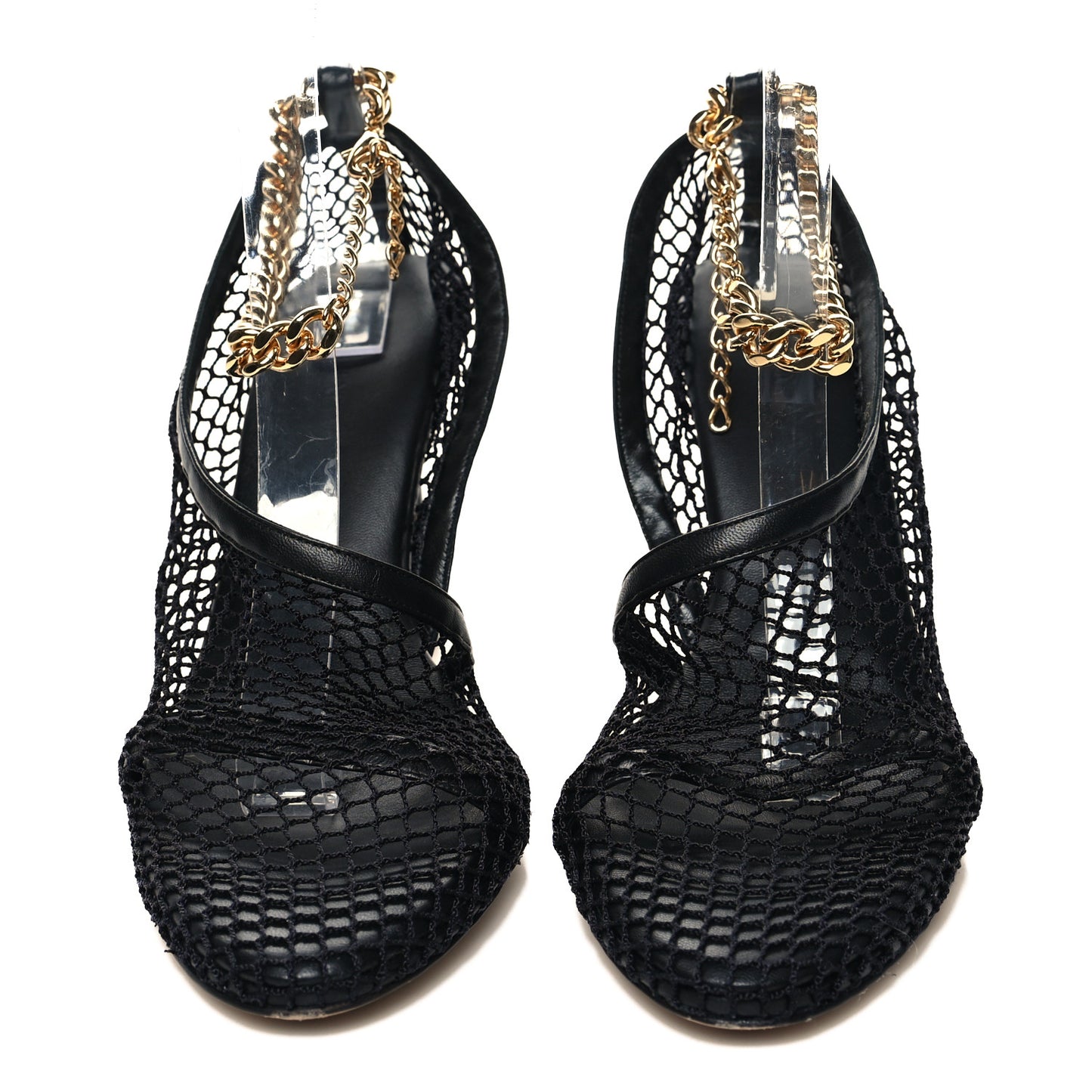 Mesh Nappa Chunky Chain Sandals 40.5 Black