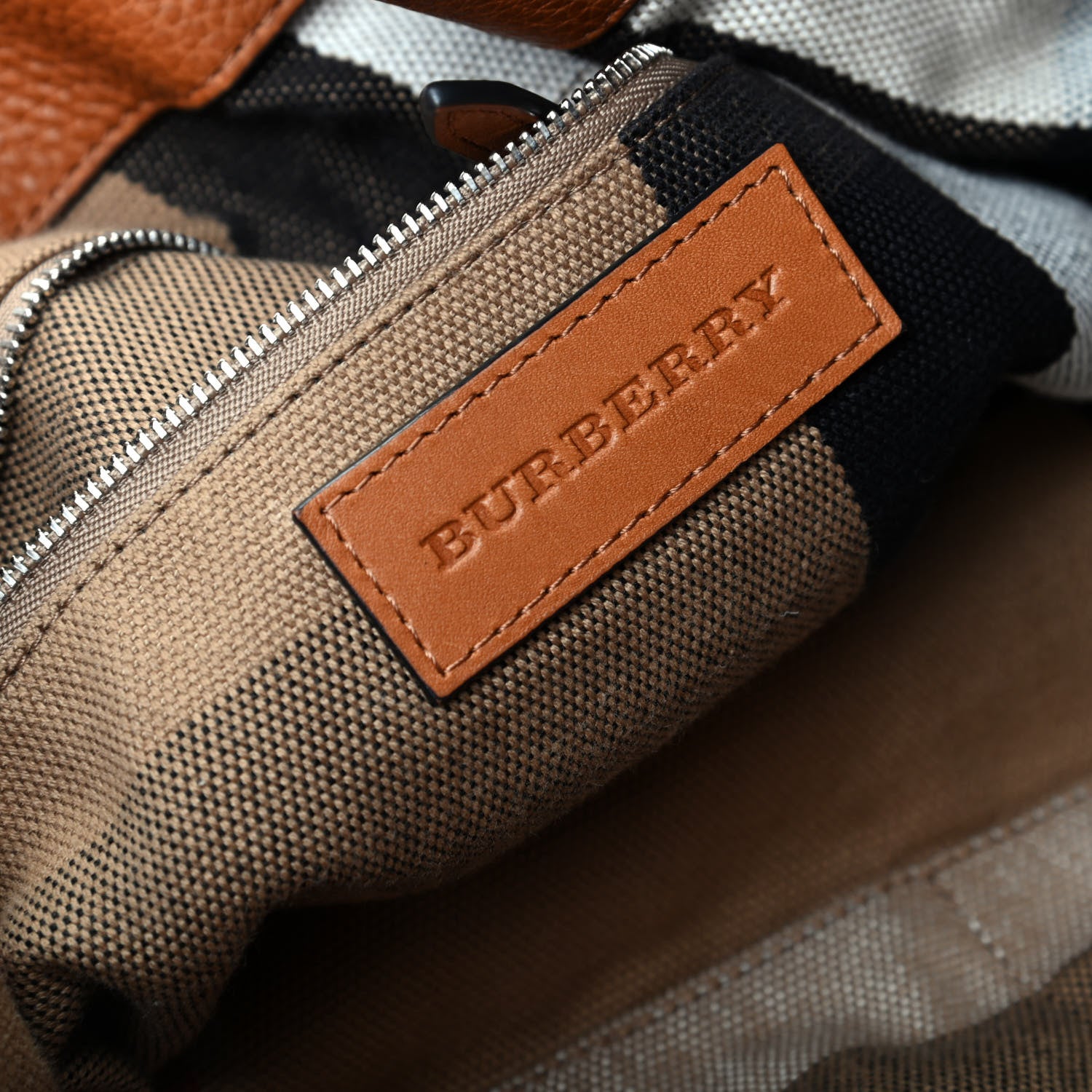 Burberry Brit Calfskin House Check Medium Maidstone Saddle Brown 6 of 9
