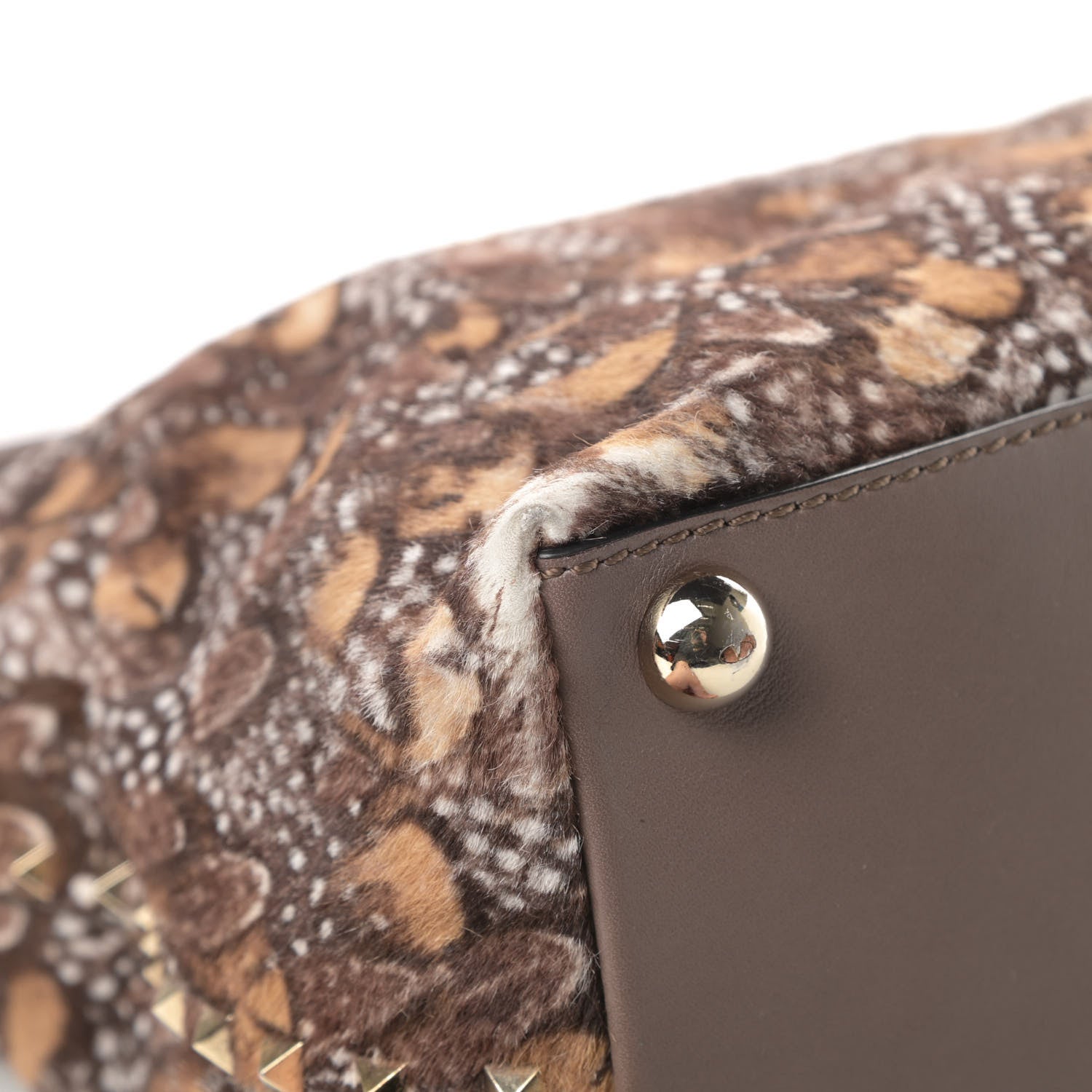 Valentino Garavani Calf Hair Feather Rockstud Dome Satchel 9 of 14