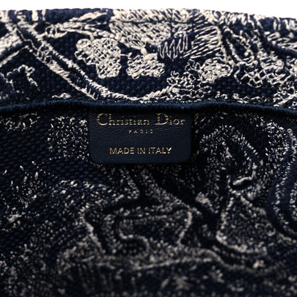 Christian Dior Canvas Embroidered Large Dioriviera Toile De Jouy Reverse Book Tote Blue 6 of 14