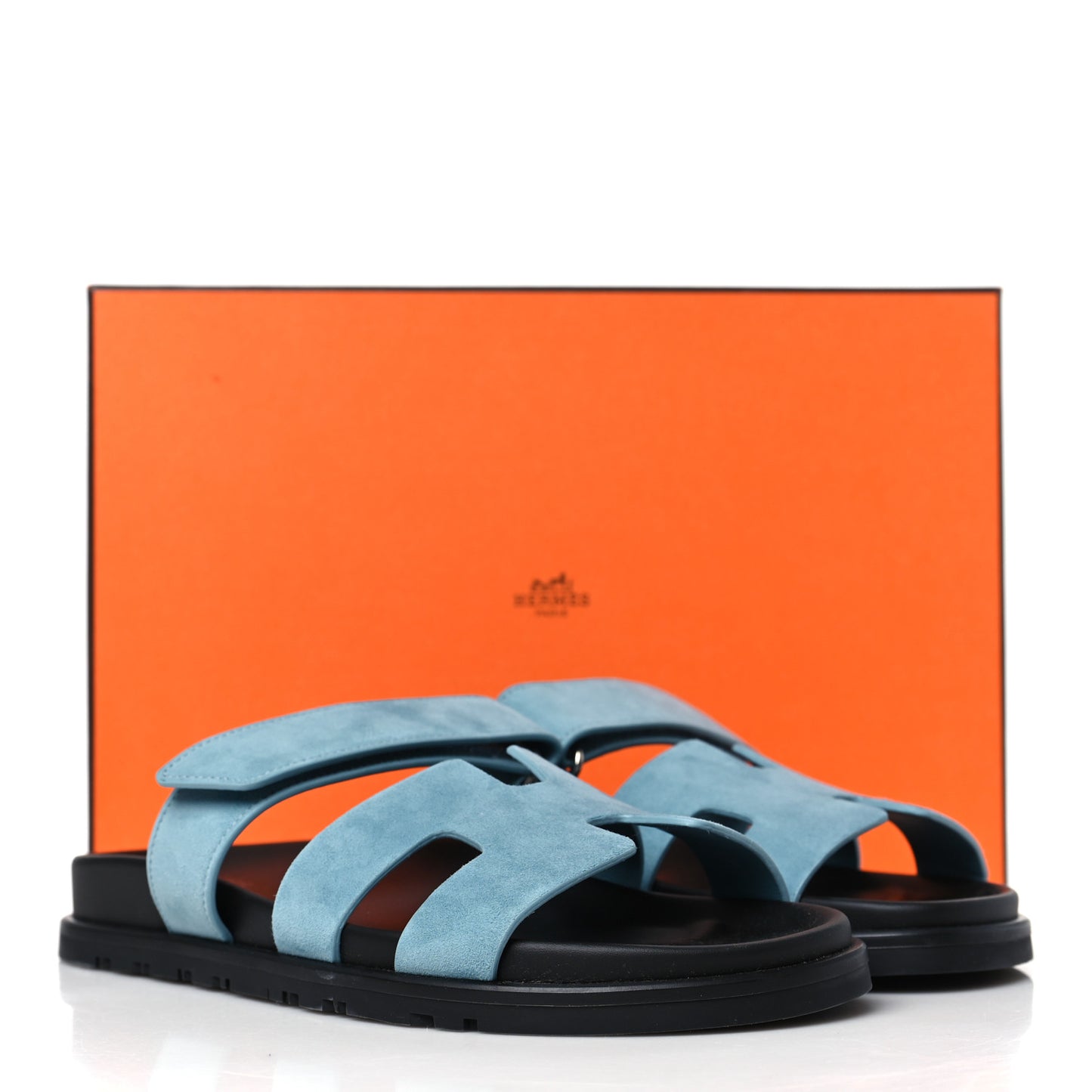 Suede Goatskin Womens Chypre Sandals 37.5 Bleu Mineral