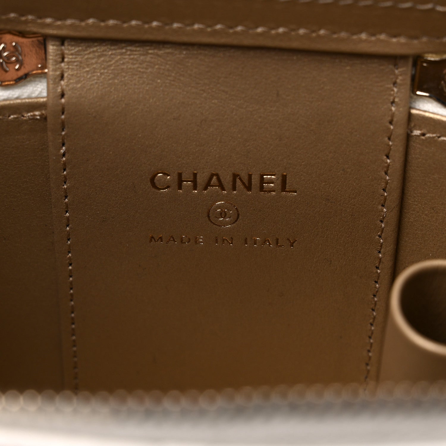 Chanel Lambskin Quilted Enamel Pearl Crush Mini Vanity Case With Chain White 6 of 10