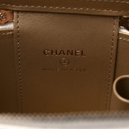 Chanel Lambskin Quilted Enamel Pearl Crush Mini Vanity Case With Chain White 6 of 10