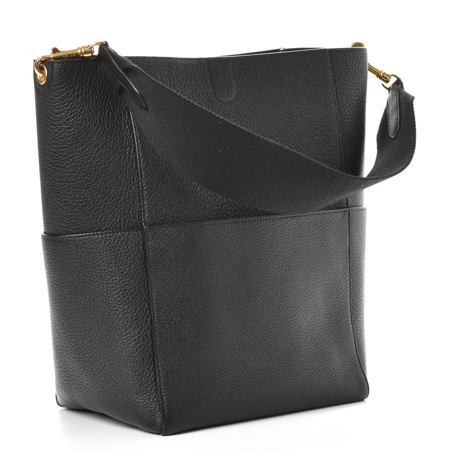 Celine Soft Grained Calfskin Sangle Bucket Bag Black 2 of 7