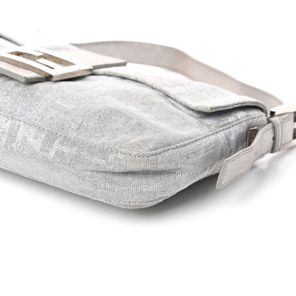 Fendi Metallic Lurex Zucca Baguette Silver 6 of 9