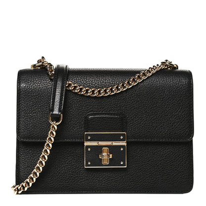 Dolce & Gabbana Grained Calfskin Rosalia Shoulder Bag Black 1 of 11