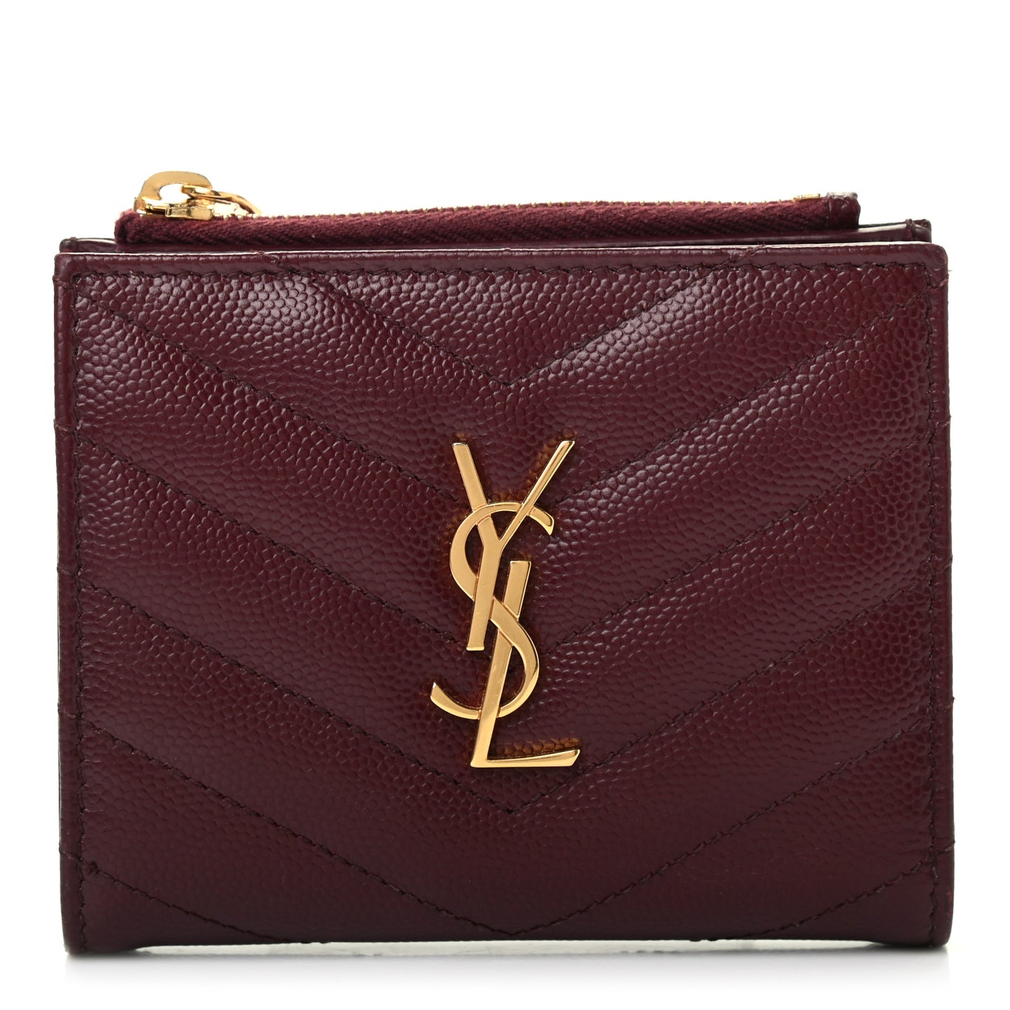 Grain De Poudre Matelasse Chevron Monogram Zipped Card Case Rouge Legion
