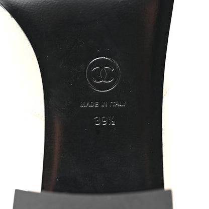 Chanel Calfskin Grosgrain Cap Toe Knee High Boots 39.5 White Black 7 of 11