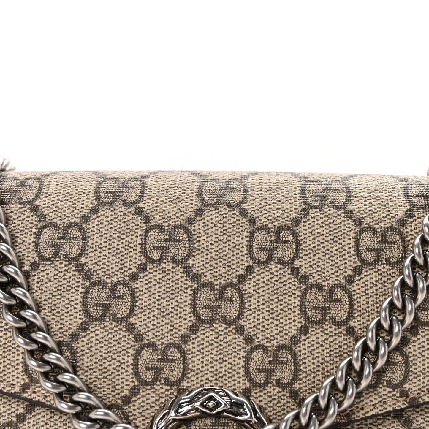 GG Supreme Monogram Mini Dionysus Chain Wallet Beige Vulcanic Red
