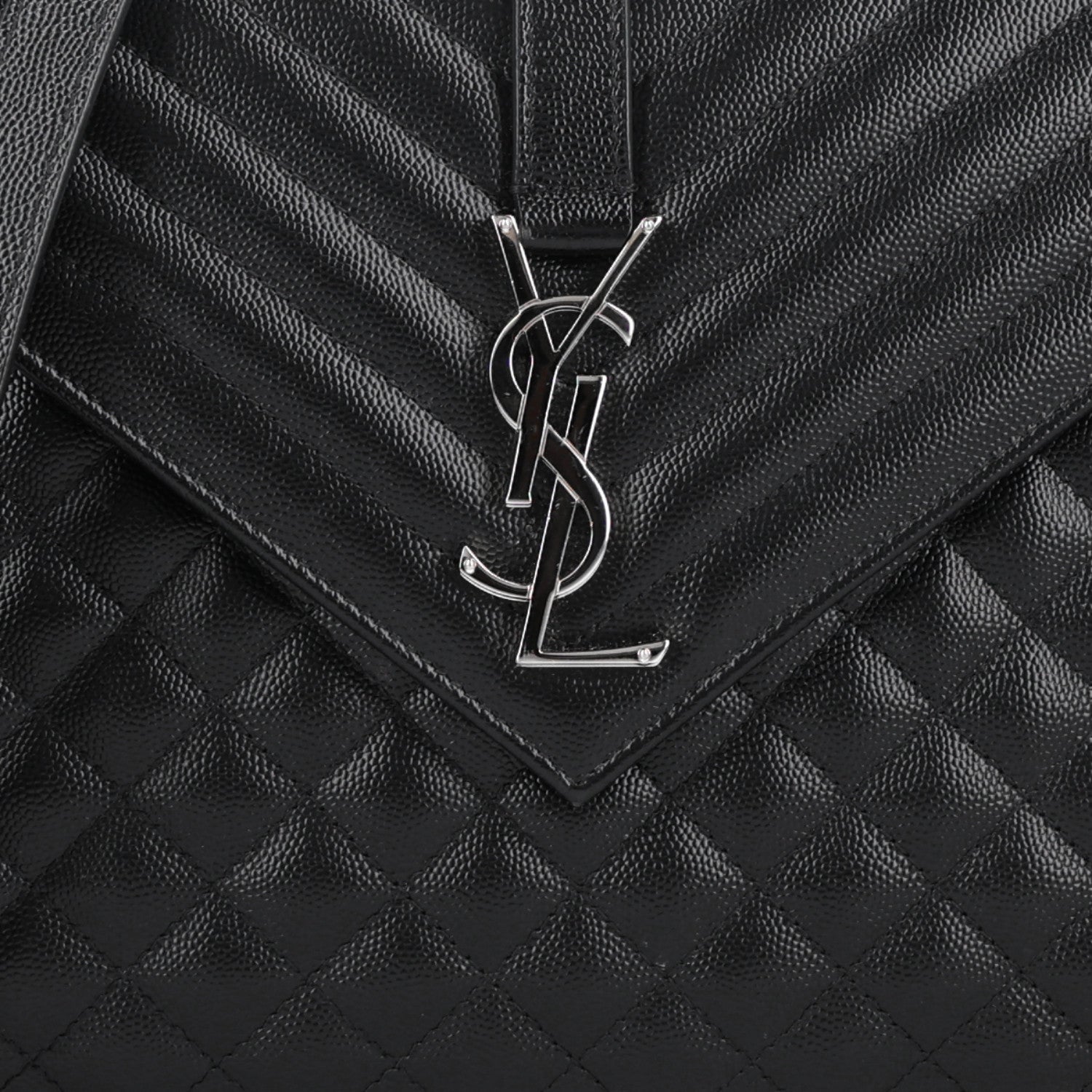Saint Laurent Grain De Poudre Textured Mixed Matelasse Large Triquilt Monogram Satchel Black 9 of 11