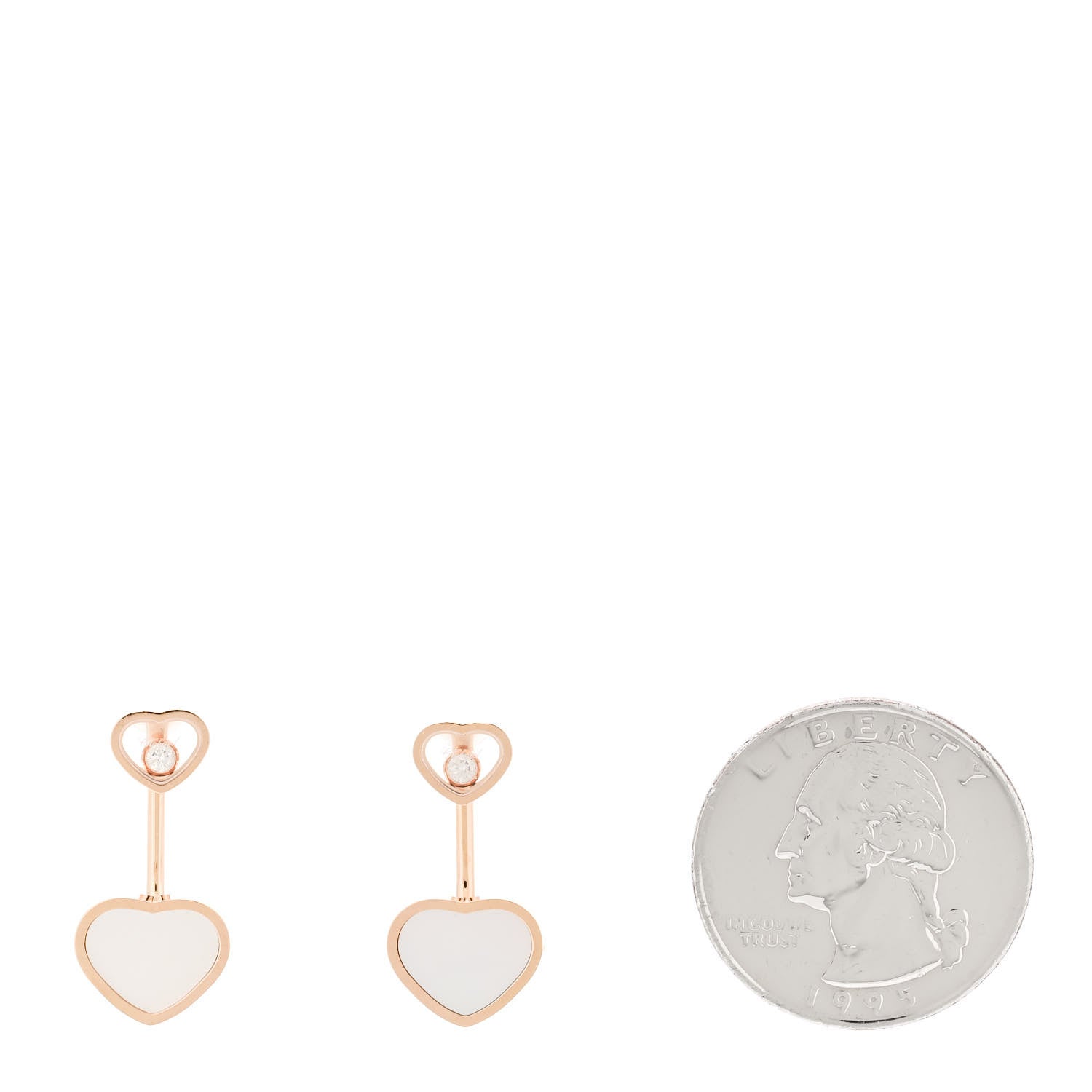 Chopard 18K Rose Gold Diamond Mother of Pearl Floating Happy Hearts Drop Earrings 2 of 7