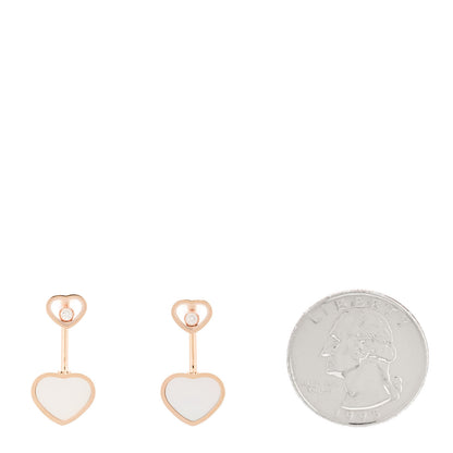 Chopard 18K Rose Gold Diamond Mother of Pearl Floating Happy Hearts Drop Earrings 2 of 7