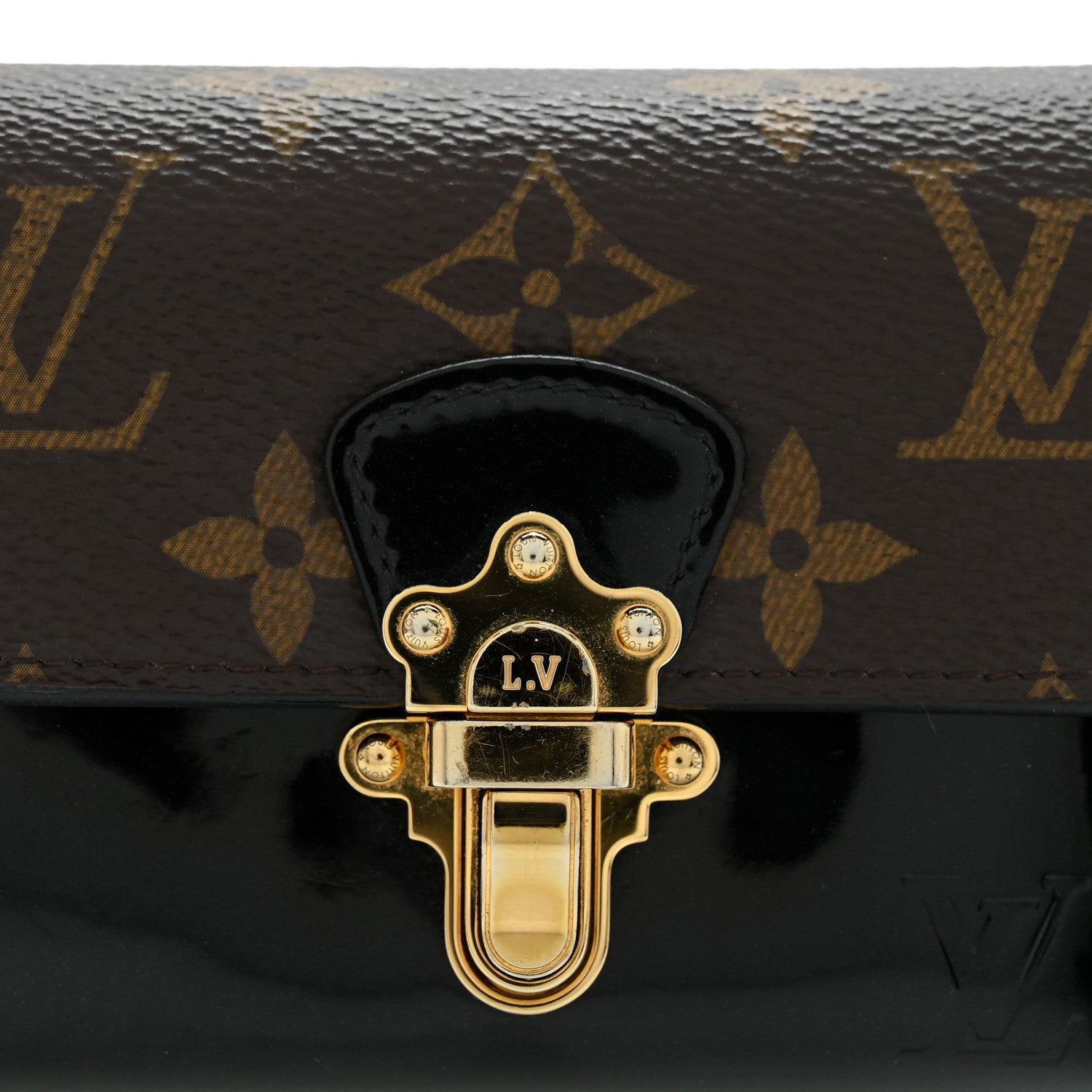 Louis Vuitton Patent Calfskin Monogram Cherrywood Compact Wallet Black 11 of 12