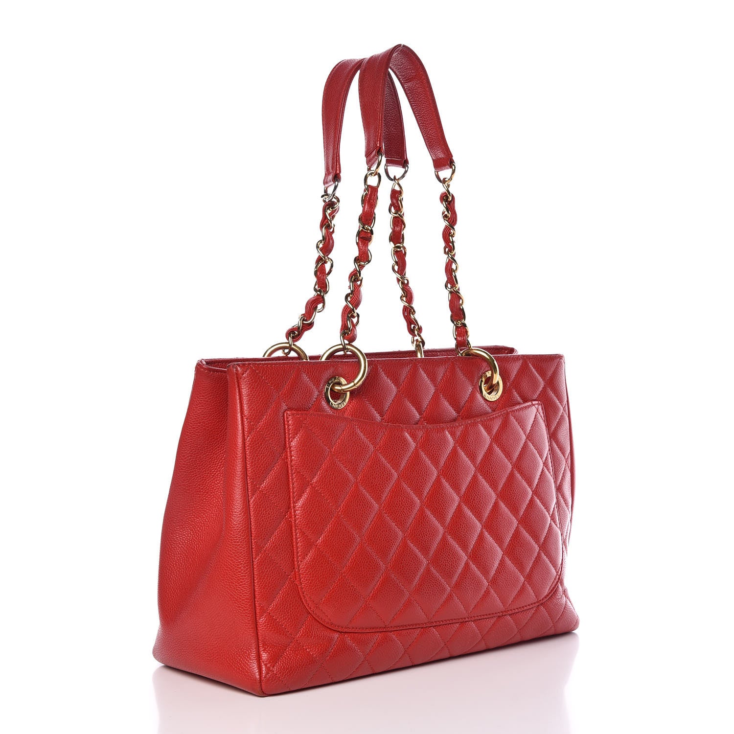 Chanel Caviar Quilted Grand Shopping Tote GST Red 3 of 19