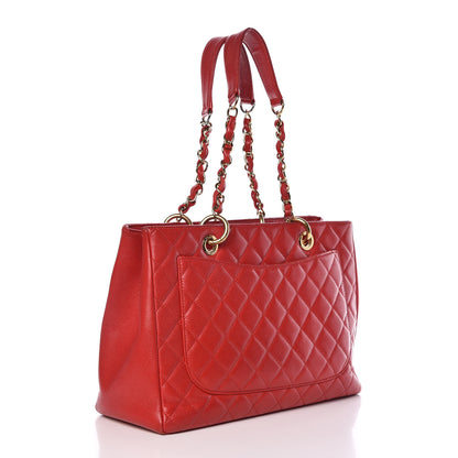 Chanel Caviar Quilted Grand Shopping Tote GST Red 3 of 19