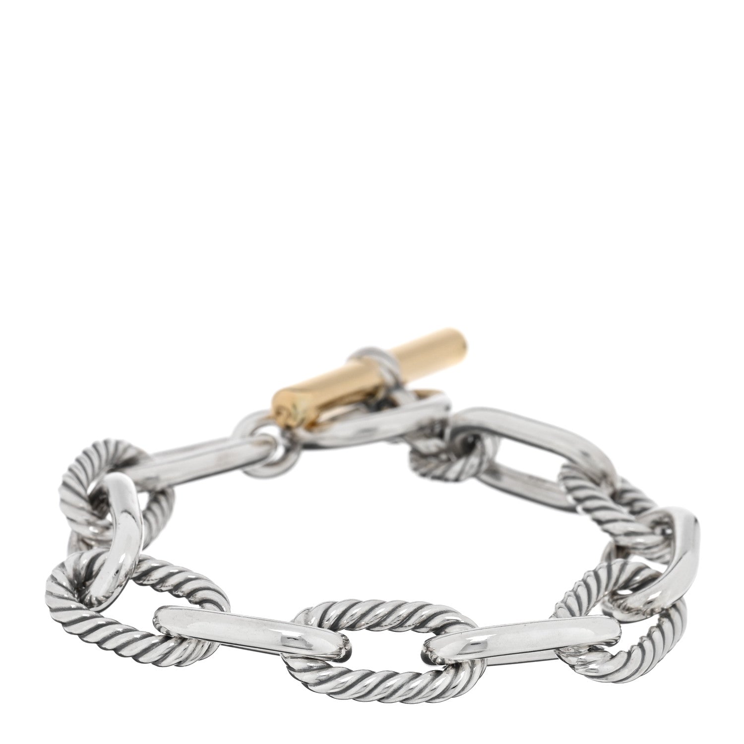 David Yurman Sterling Silver 18K Yellow Gold 11mm DY Madison Toggle Chain Bracelet 2 of 3