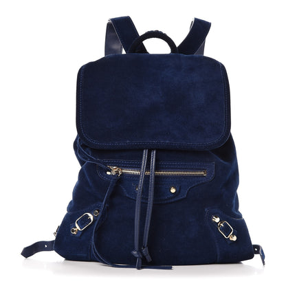 Balenciaga Baby Daim Suede Classic Hardware Traveler Backpack Bleu Pacifique 1 of 9