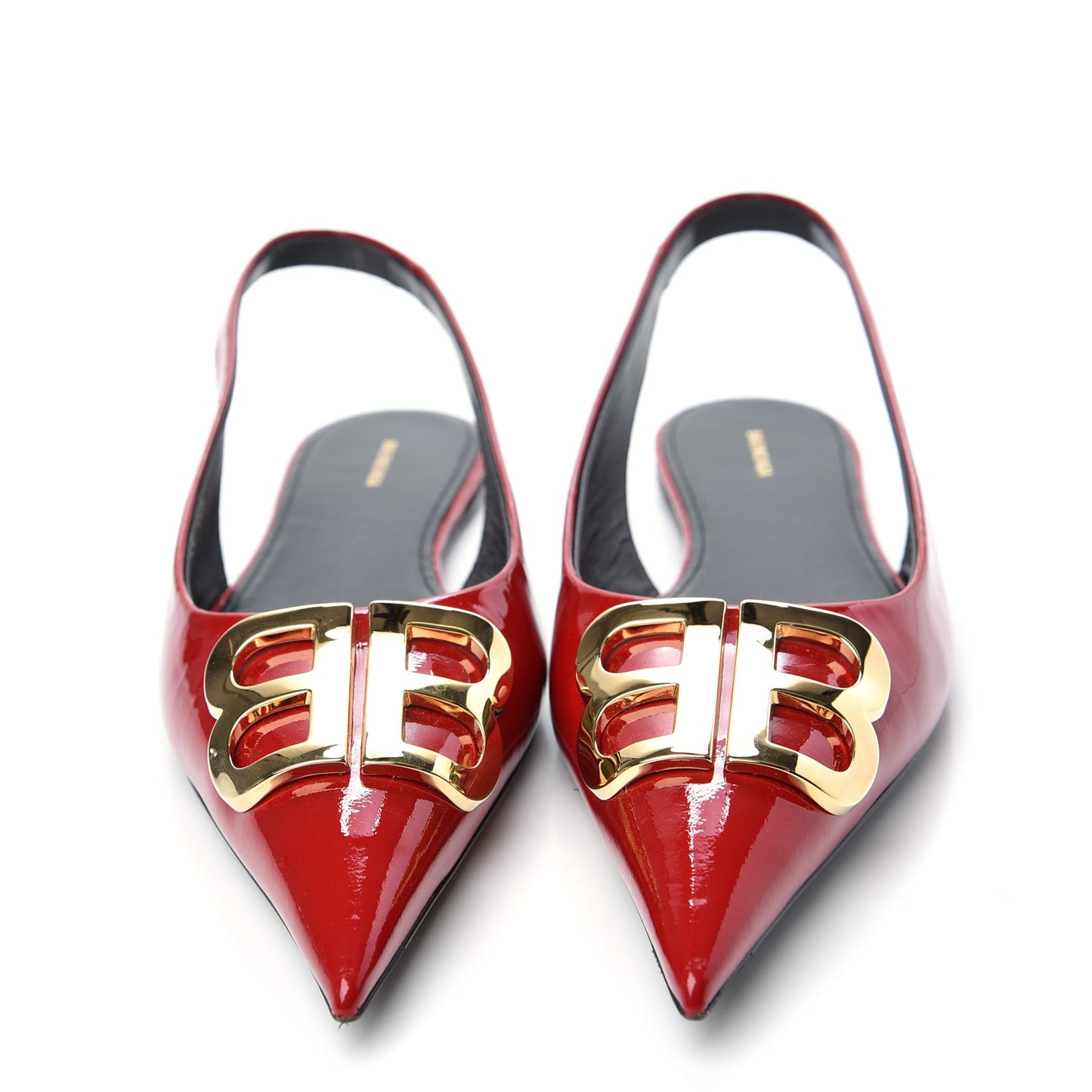 Patent BB Knife Pointy Toe Slingback Flats 39 Rouge Cardinal