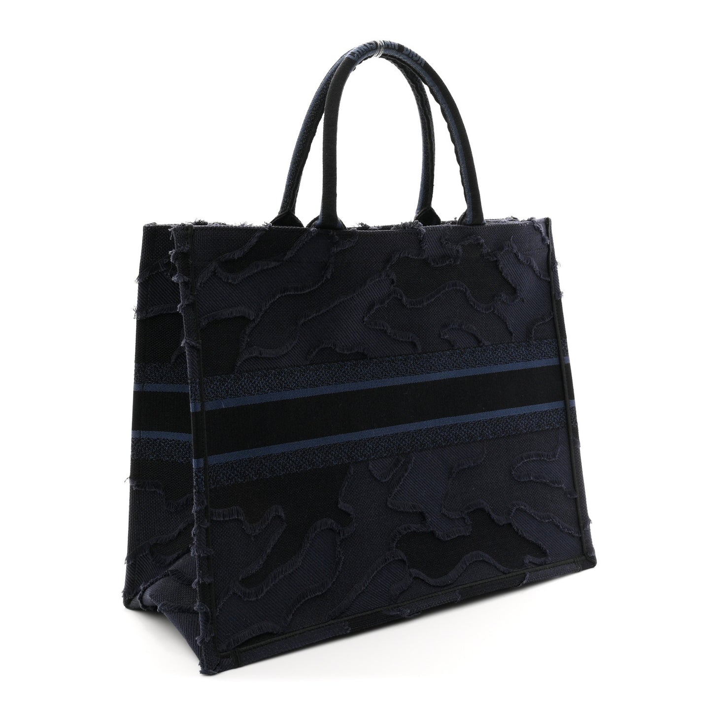 Canvas Embroidered Camouflage Book Tote Blue