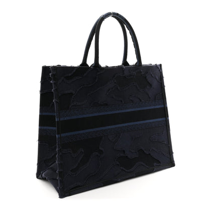 Christian Dior Canvas Embroidered Camouflage Book Tote Blue 3 of 10