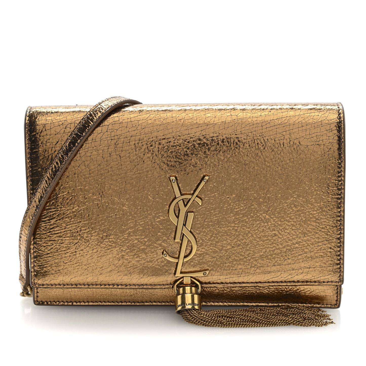 Metallic Calfskin Classic Monogram Kate Tassel Chain Wallet Gold
