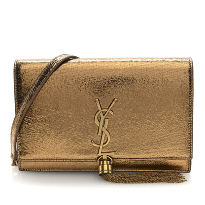 Saint Laurent Metallic Calfskin Classic Monogram Kate Tassel Chain Wallet Gold 1 of 10