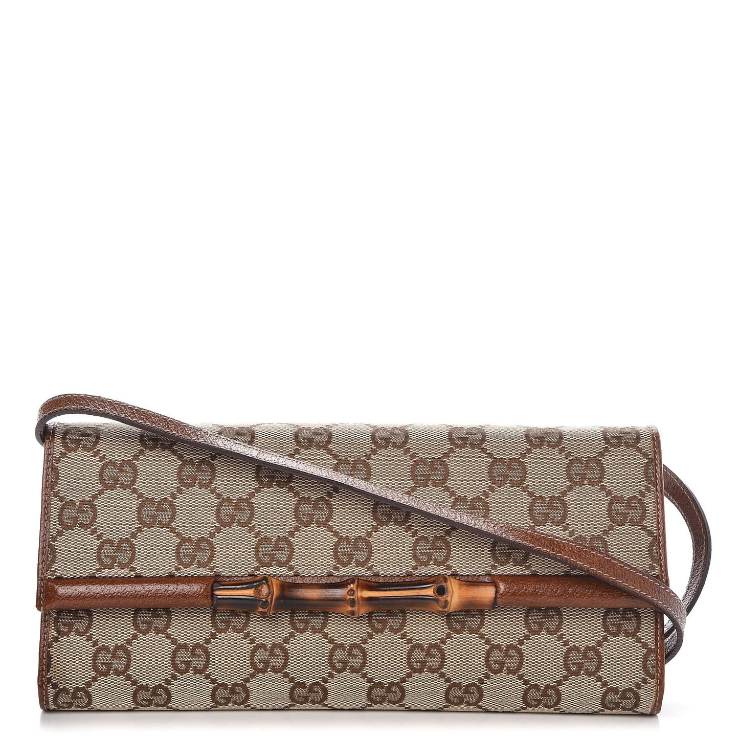 Monogram Bamboo Bar Clutch Brown