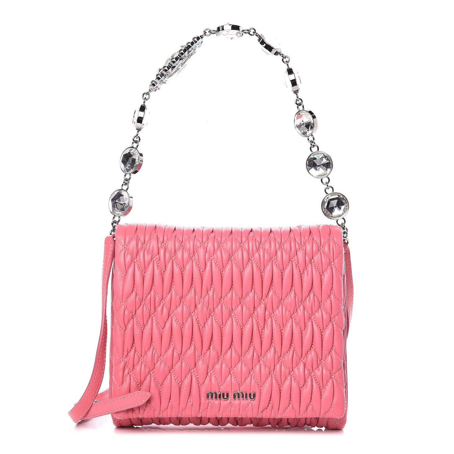 Nappa Matelasse Crystal Chain Crossbody Geranio