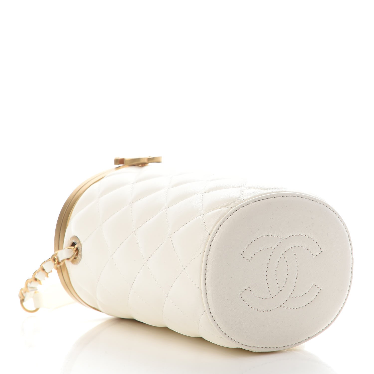 Chanel Lambskin Quilted Crown Box Bag White 4 of 9