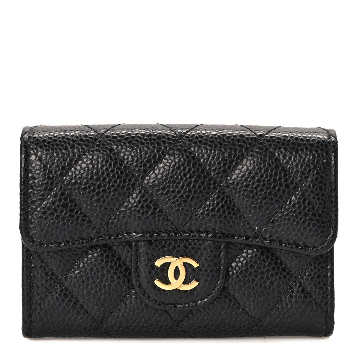 Chanel Caviar Quilted Flap Card Holder Wallet Black 1 of 8