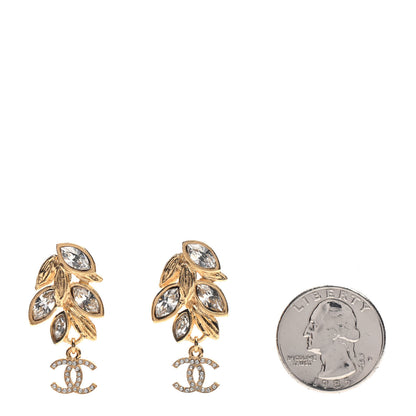 Chanel Crystal Sparkling Wheat CC Drop Earrings Gold 2 of 5