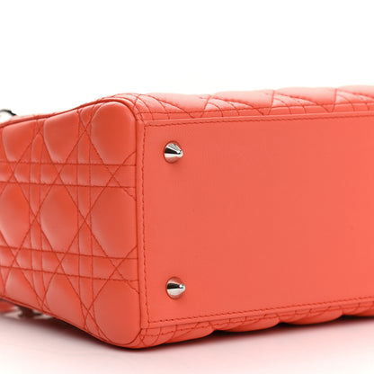 Christian Dior Lambskin Cannage Medium Lady Dior Coral 8 of 10
